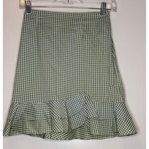 MK Market Blue and Green Plaid Skirt Made In Korea Womens Small/Medium